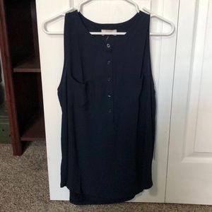 Loft Outlet Blue Button Sleeveless Tank